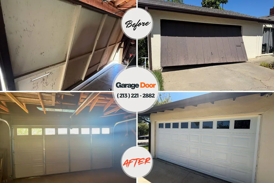 Before and after: garage door repair Bellmawr, NJ